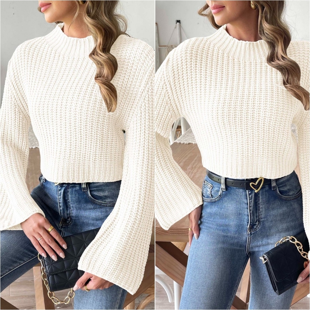 Frosted Grace Mock Neck Sweater - Ivory - Picture 2 of 5